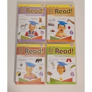 Lot of 4 Your Baby Can Read! DVDS Starter, Vol 1, Vol 2, Vol 3, With Cards